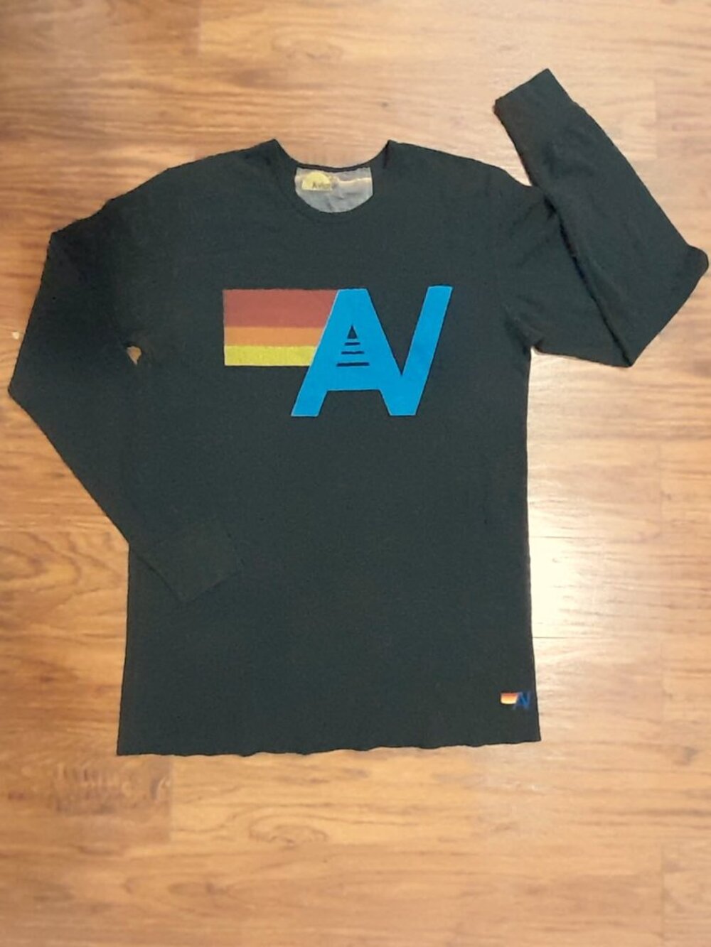 Aviator Nation Logo Thermal Mens XL Black Stretch Unisex Cotton Retro Lounge